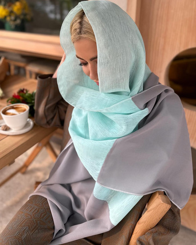 شال ترکیبی فیروزه ای